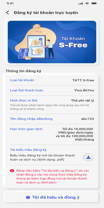 Tải hợp đồng mở TKTT trực tuyến